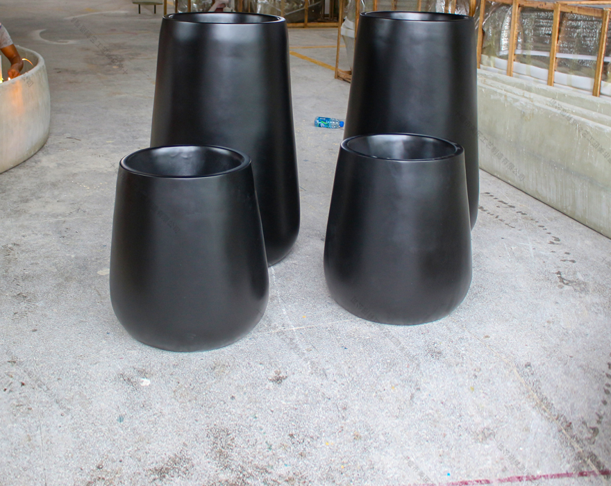 黑色圓柱組合花盆